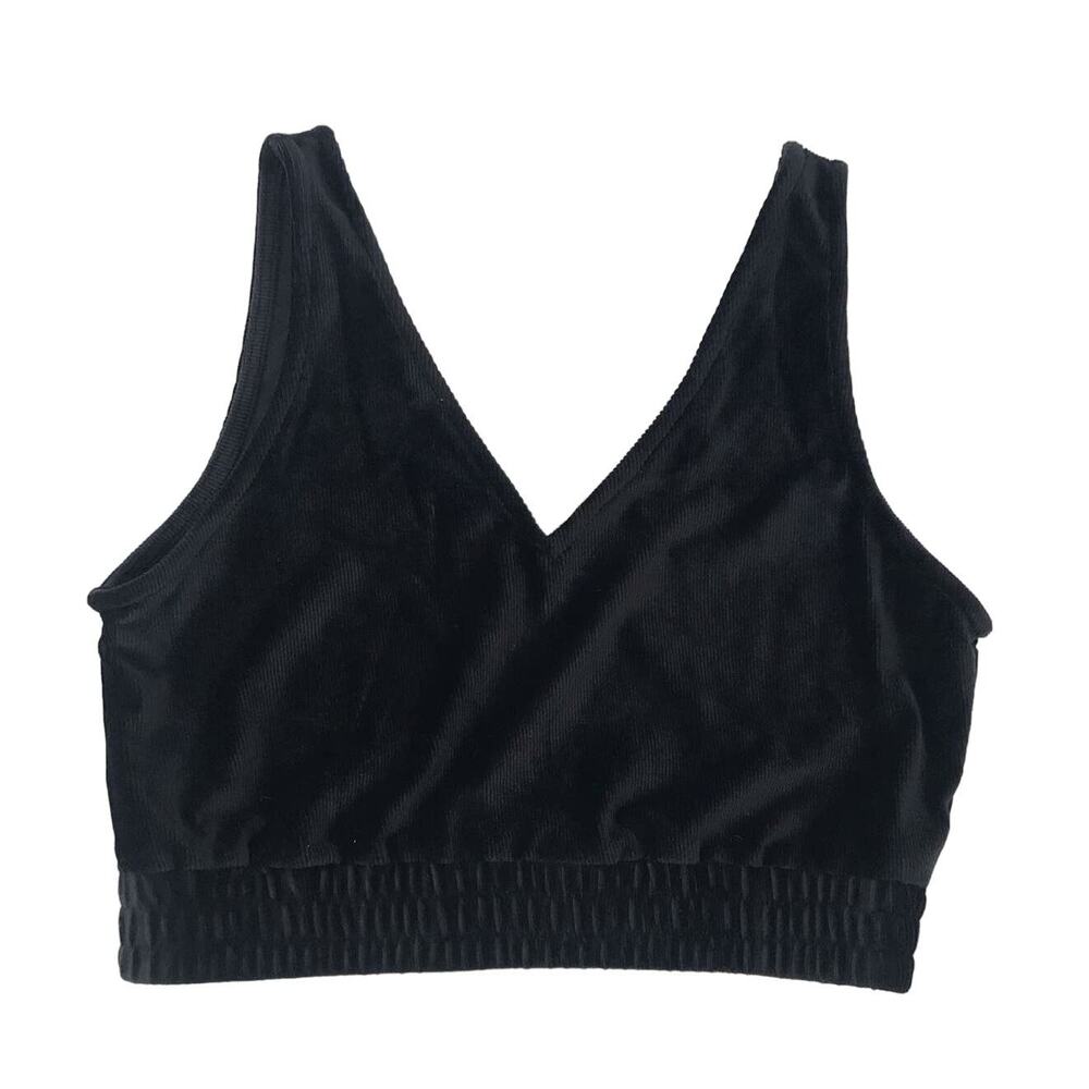 Double Zero Black Velvet V-Neck Sleeveless Crop Top Size L
